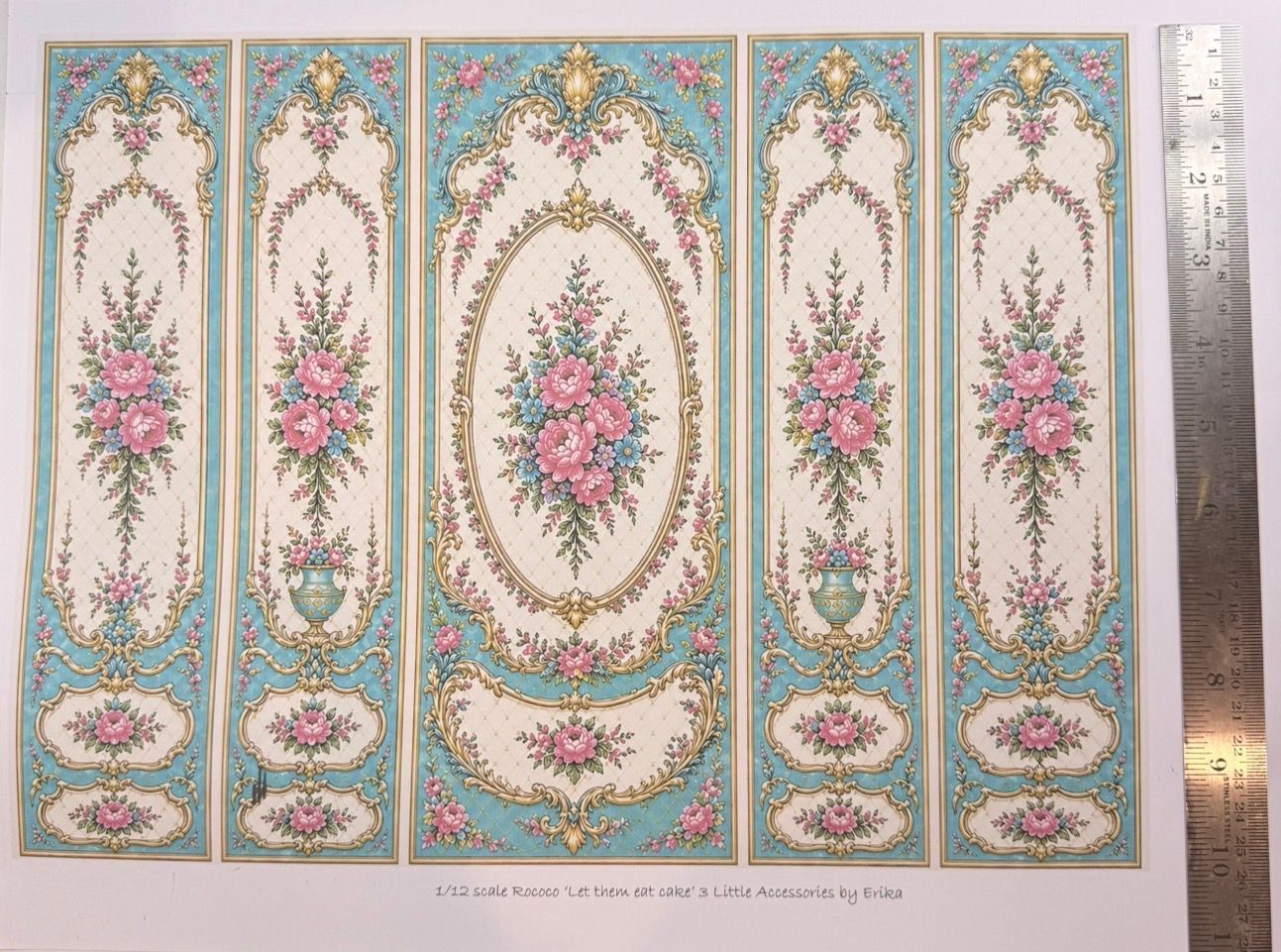 1/12 scale Rococo 'let them eat cake 3' NINA. wallpaper 1/12 scale
