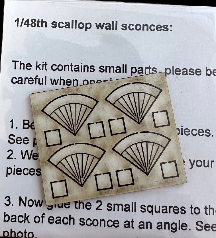 ART DECO SCALLOP WALL SCONCES 1/48 scale KIT
