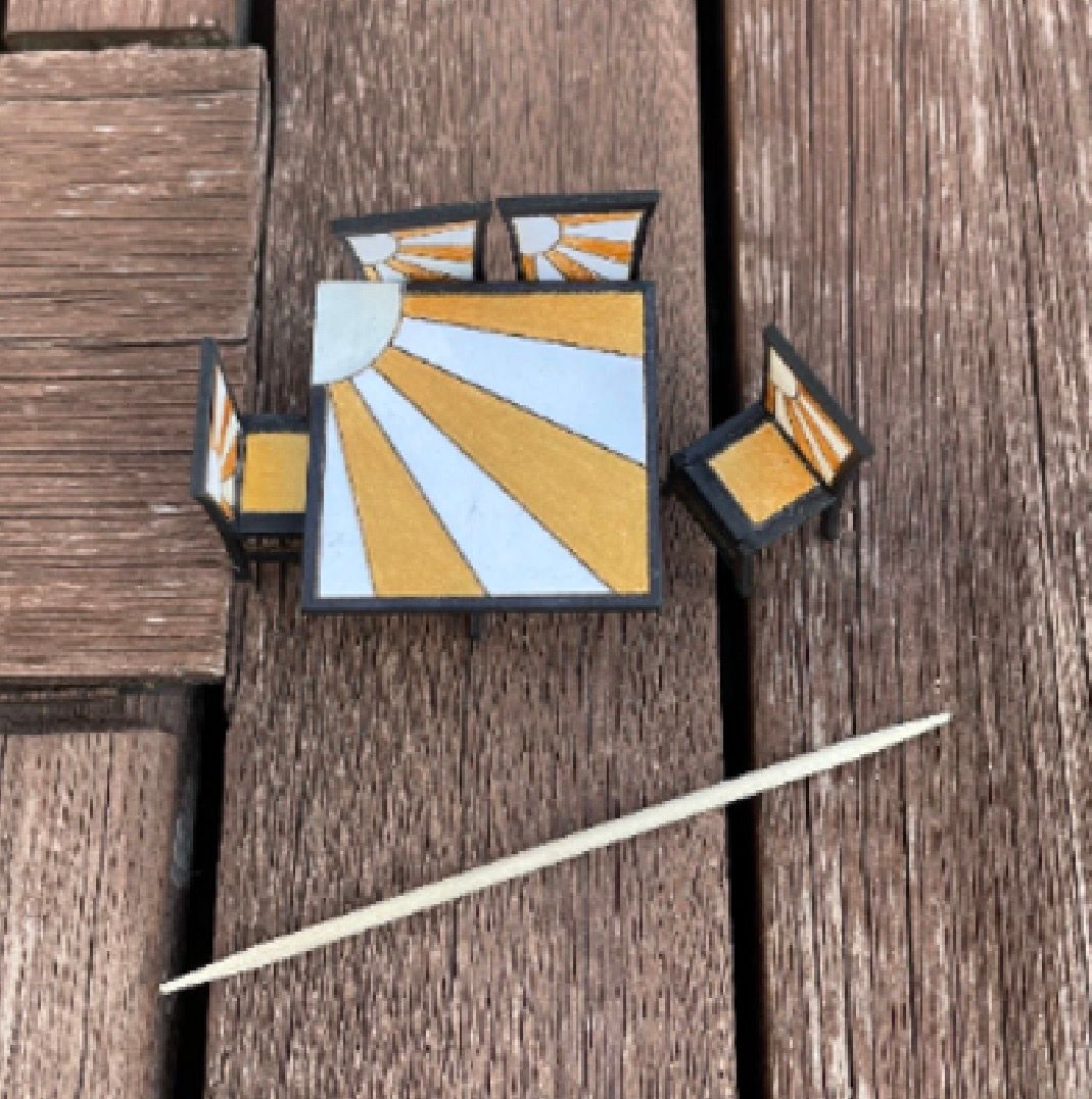 ART DECO dining table & chairs  1/48 scale