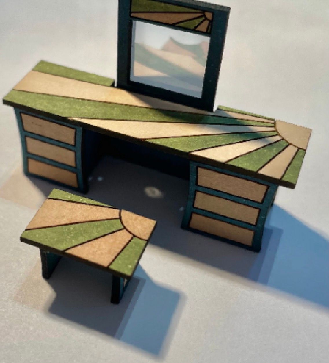 Art  Deco Dressing table & stool 1/48 scale