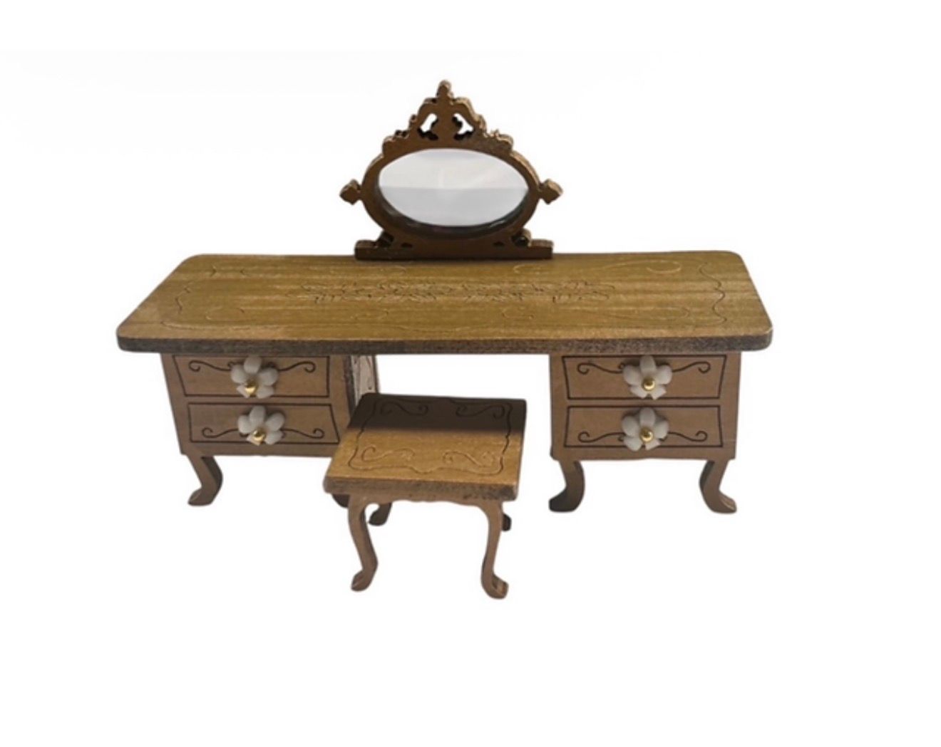 PRINCESS FLORAL DRESSING TABLE & STOOL