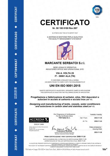 Certificazione Serbatoi Certificazione Serbatoi