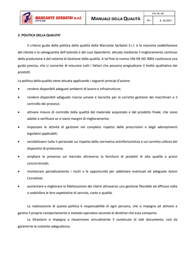 Certificazione Serbatoi
