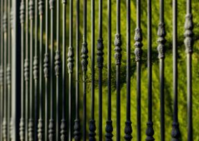 Newly built residential black painted aluminum slat fence in Ballarat VIC.