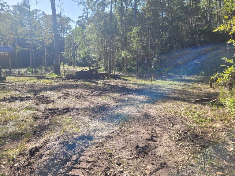 A Dirt Road in the Middle of a Forest With Trees in the Background — Al's Excavation in Bridges, QLD