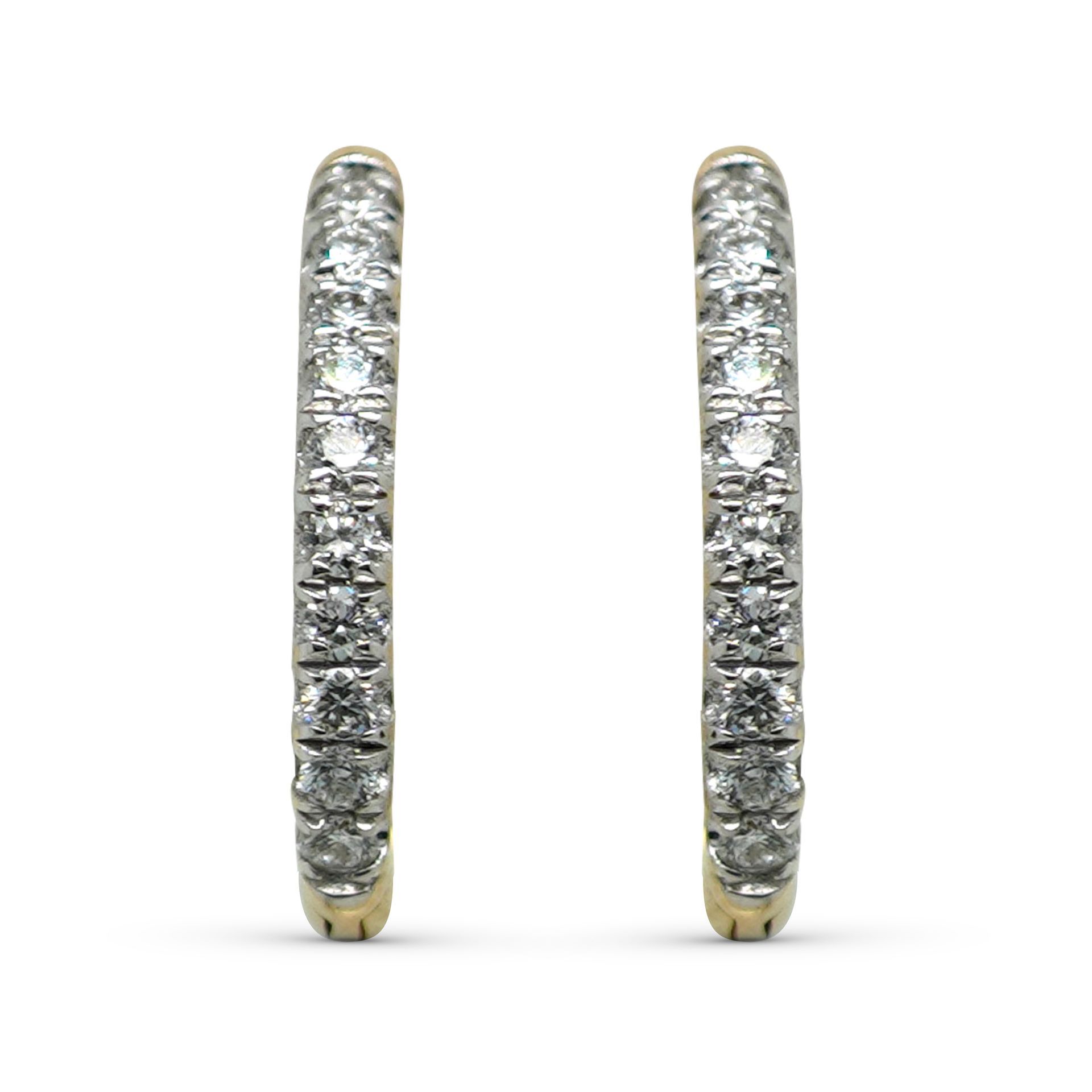 18ct Yellow Gold Hoop Earring with 0.1ct Total Diamond Weight — Burleigh, QLD — Deer Honey Jewellery