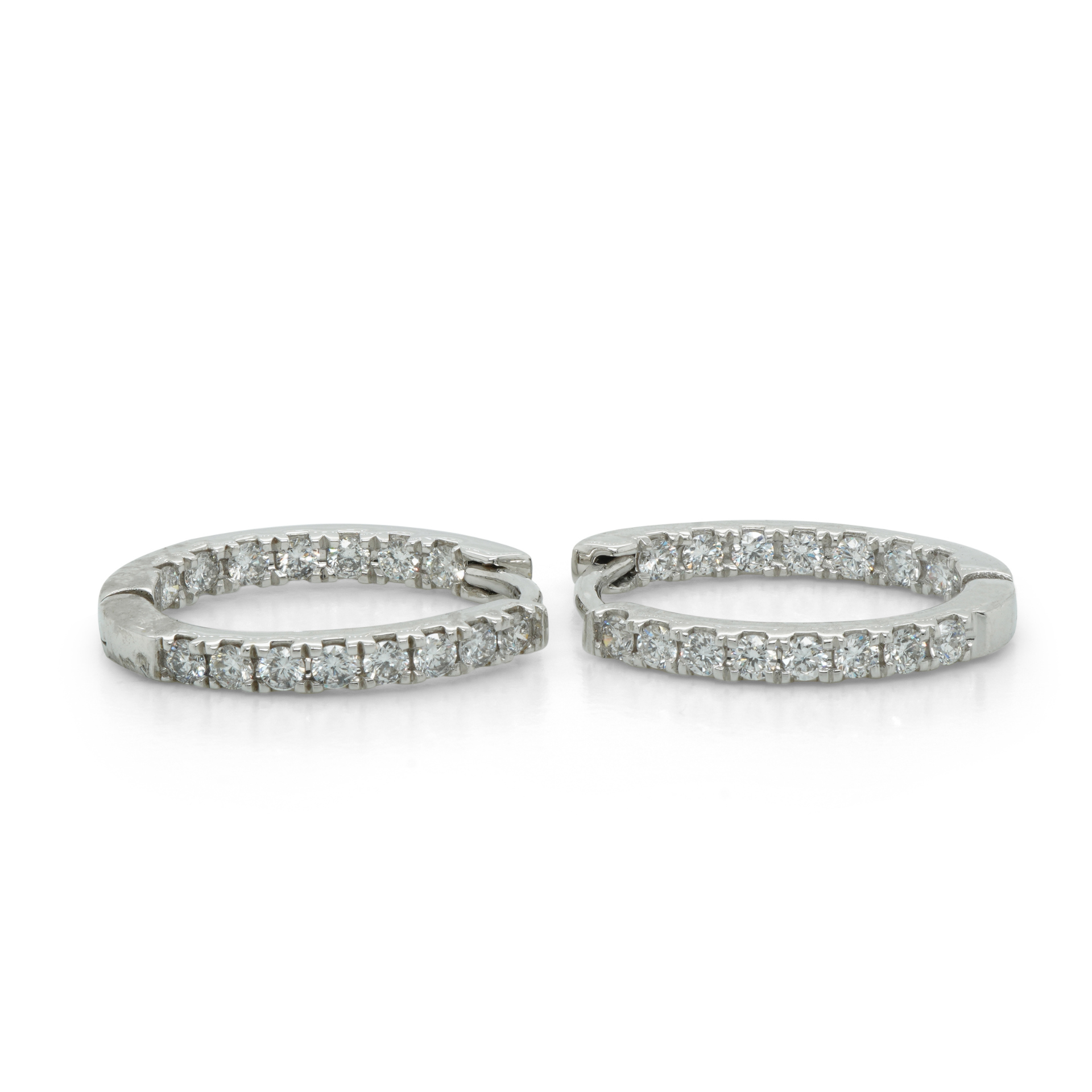 14ct White Gold Hoop Earring with 0.49ct Total Diamond Weight — Burleigh, QLD — Deer Honey Jewellery