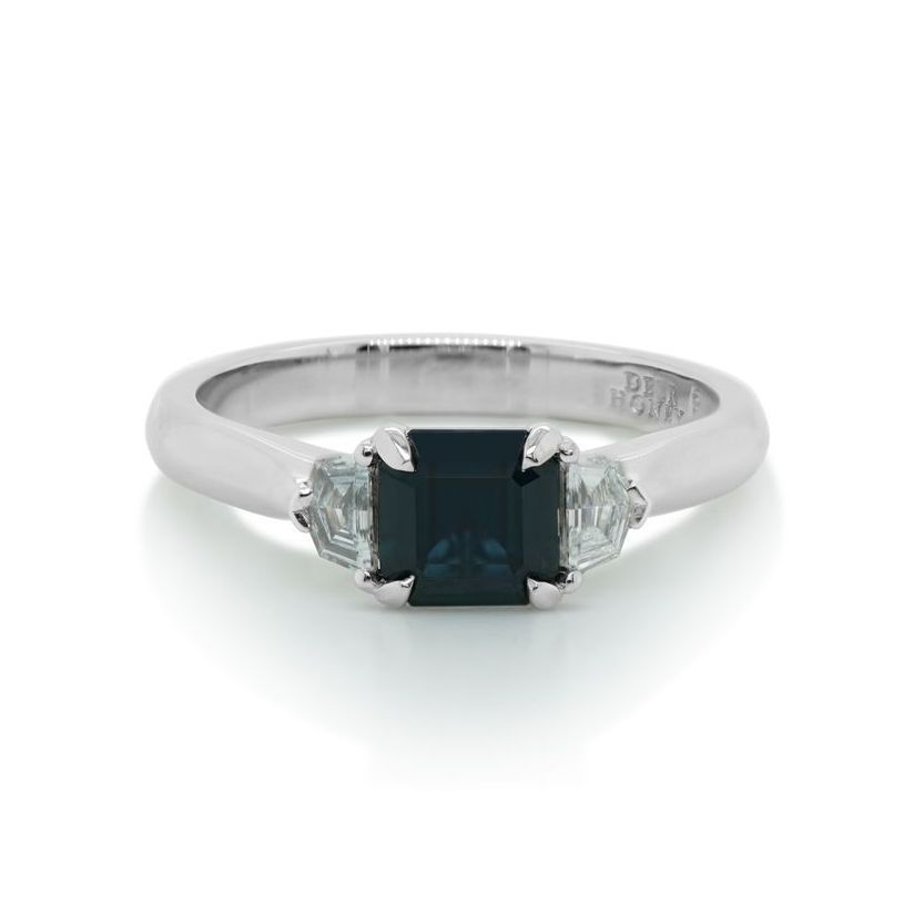 square emerald cut australian sapphire and cadillac diamond ring square emerald cut australian sapphire and cadillac diamond ring