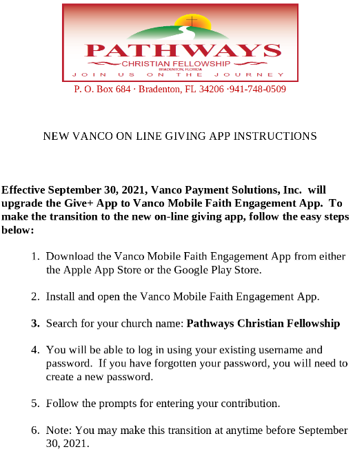 PATHWAYS CHRISTIAN FELLOWSHIP CENTER church