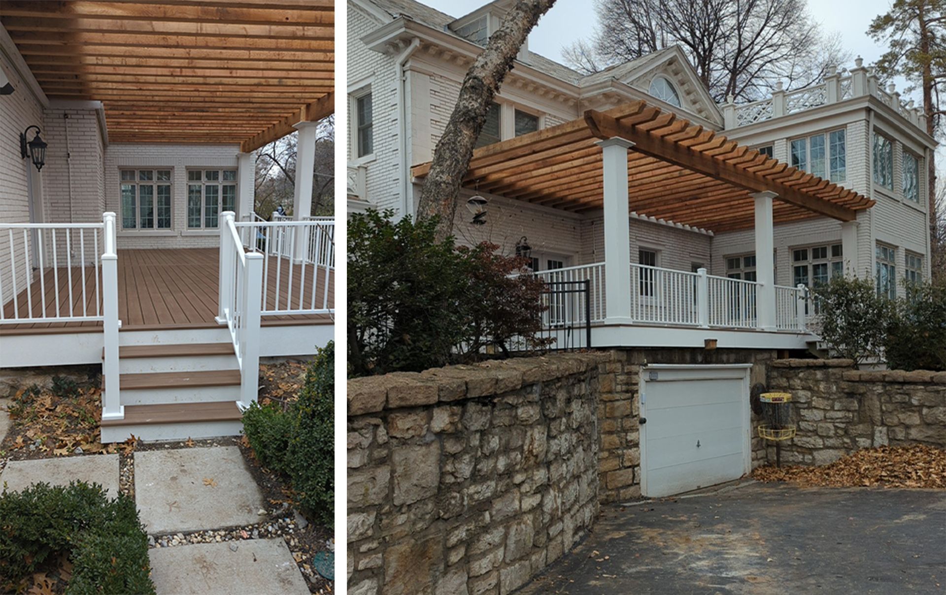 A house with a pergola on the front porch