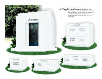 A drawing of a white cemetery with a blue door.