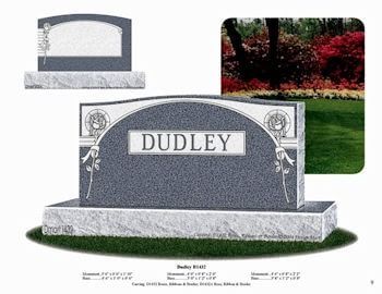 A gravestone with the name dudley on it