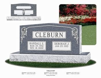 A gravestone with the name cleburn on it