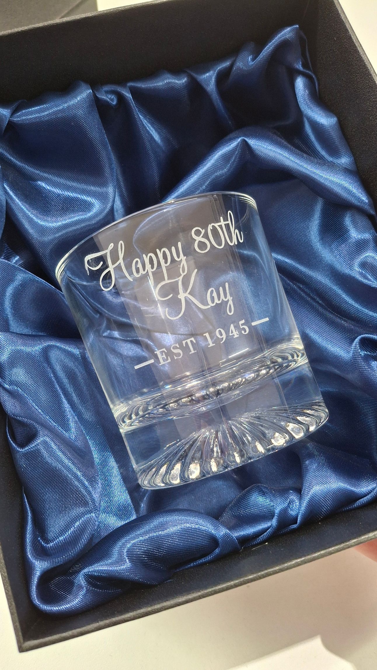 A Clear Glass With Personalised Birthday Message — NMTG Engraving in Helensburgh, NSW