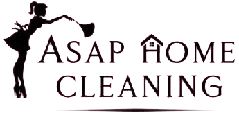 Logo for ASAP Home Cleaning featuring a silhouette of a person dusting, with a house icon above the word 