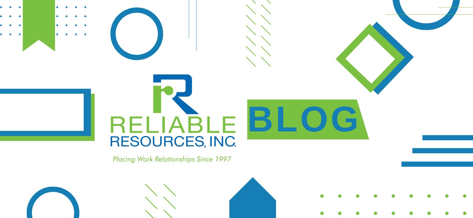 A blue and green logo for reliable resources inc.