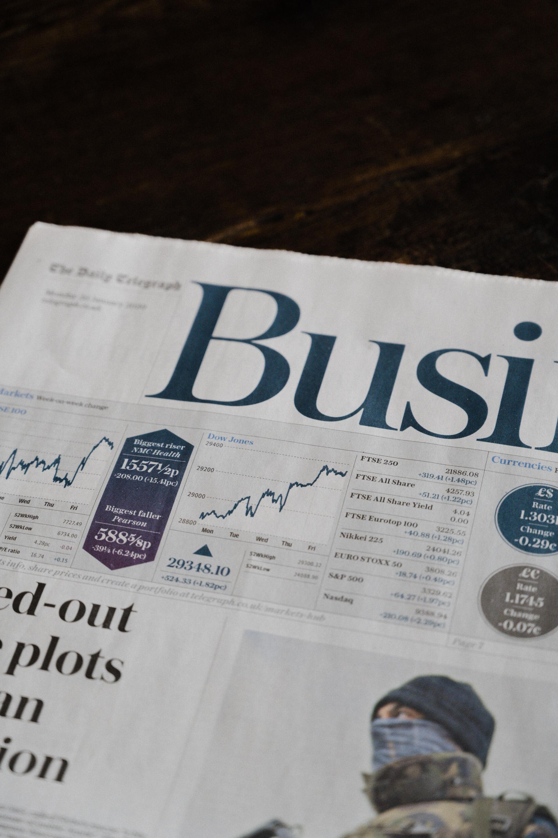 image of Business newspaper headline