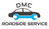 A logo for DMC roadside service with a car and a wrench.