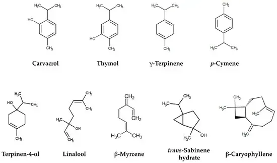 a set of chemical structures of various compounds on a white background .