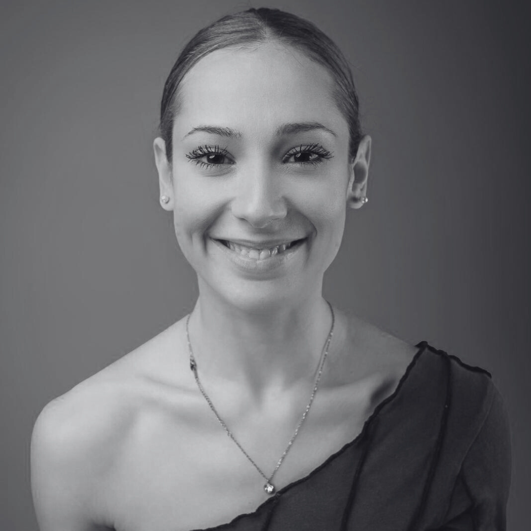 Black and white headshot of Anna-Maria, reformer Pilates instructor at Amilia Studios