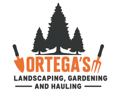 A logo for ortega 's landscaping , gardening and hauling
