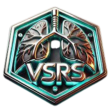 Hexagonal teal and bronze VSRS logo with stylized tree branches and metallic letters