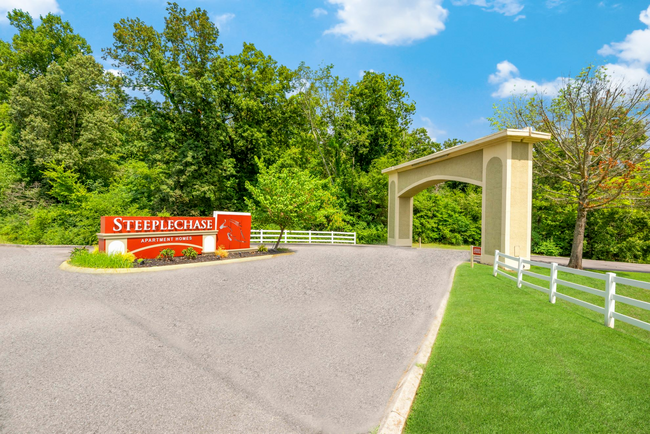 A gated entrance to Steeplechase Apartments in Knoxville, Tennessee