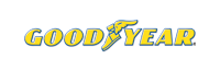 The good year logo is yellow and blue on a white background.