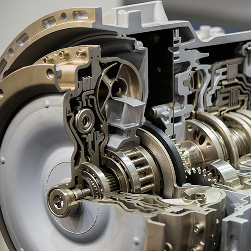 A close up of the inside of a car transmission.