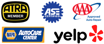 A group of logos including napa autocare center and yelp