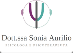 Logo della Dott.ssa Sonia Aurilio, psicologa e psicoterapeuta, con monogramma circolare viola e verde acqua.