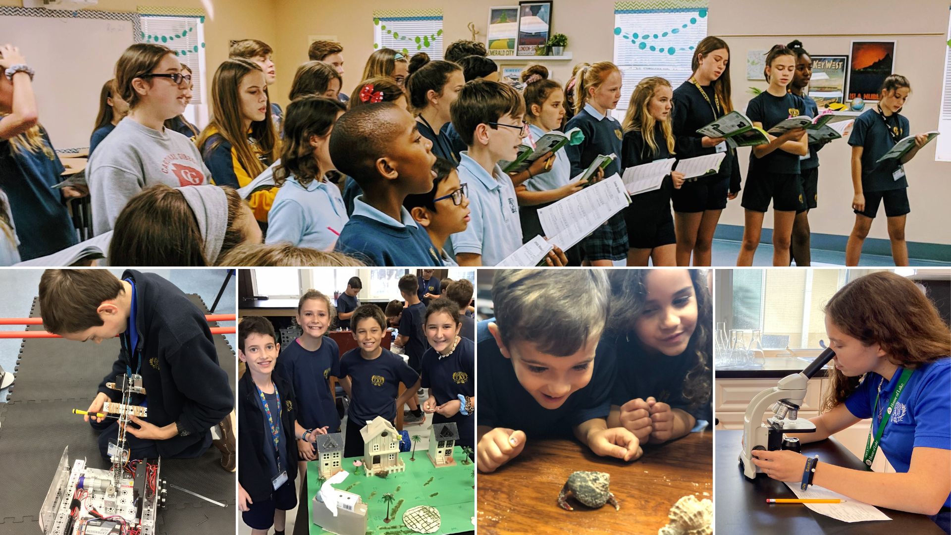 a collage of images of children in school