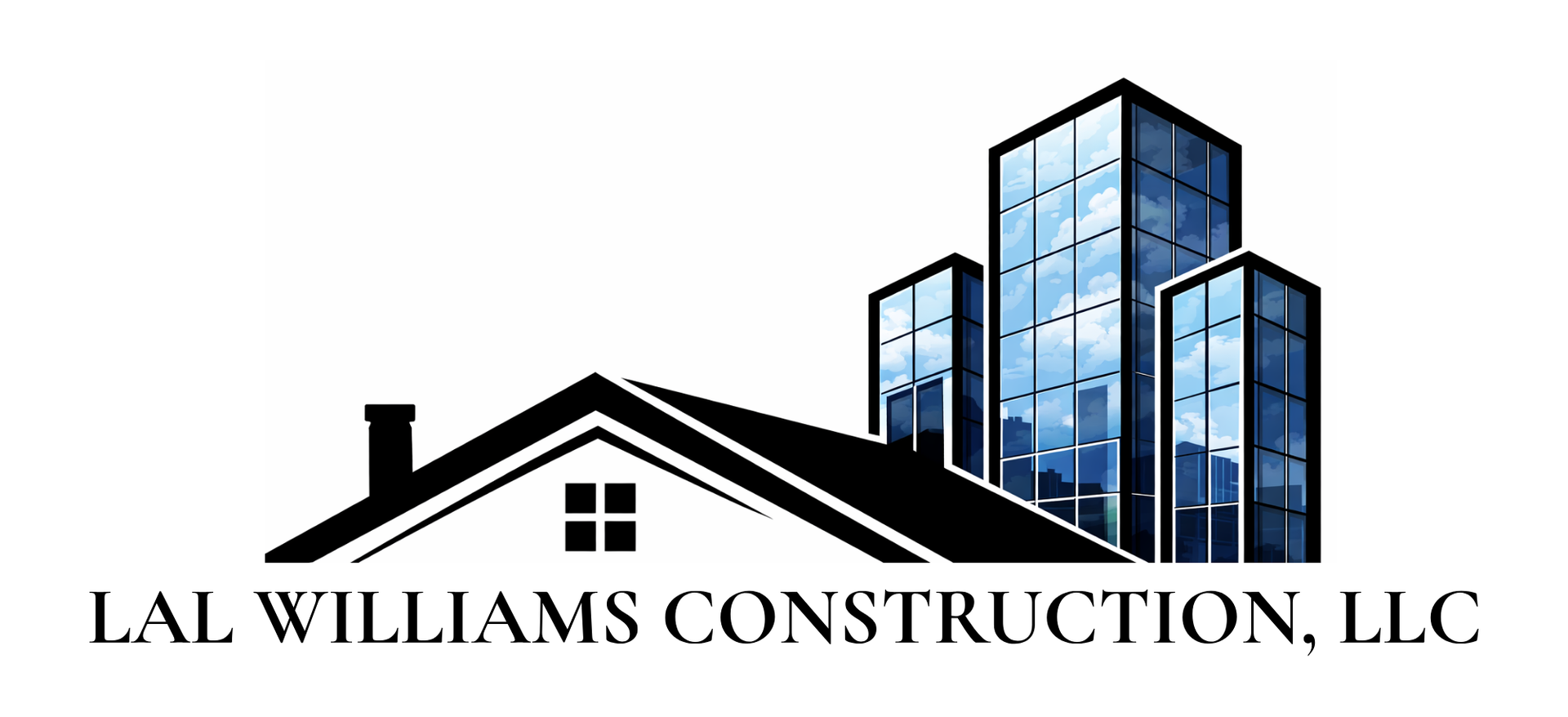 Lal Williams Construction LogoBlue hexagon logo with 