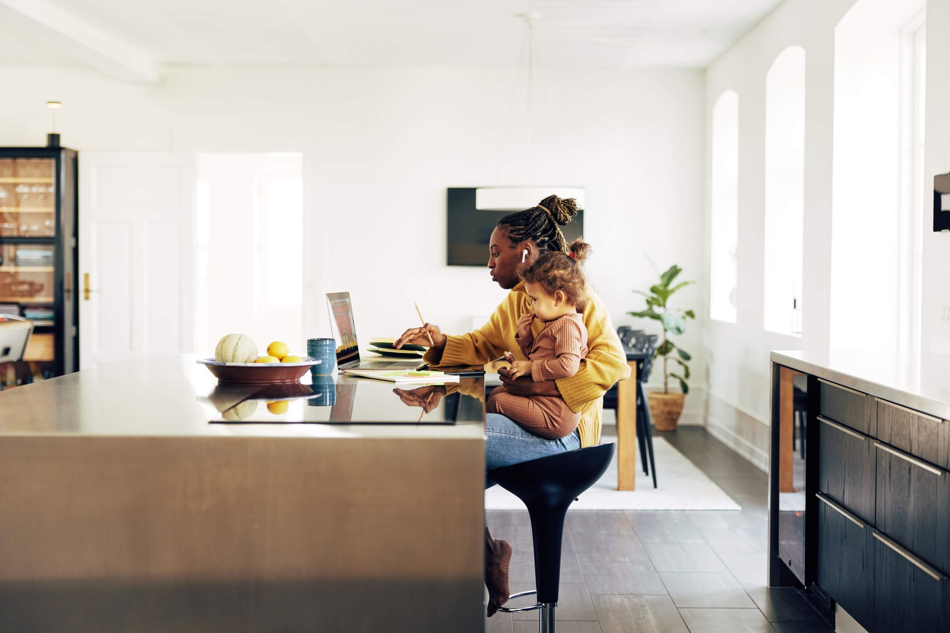 Young mom managing rental properties