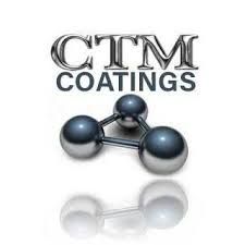CTM Coatings logo with metallic spheres and reflection on a white background