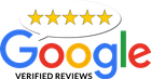 Google Verified Reviews logo with five gold stars above the Google wordmark.
