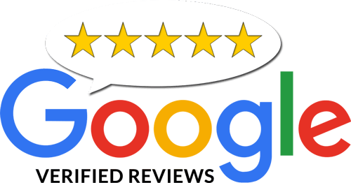 Google Verified Reviews logo with five gold stars above the Google wordmark.