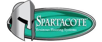 Spartacote logo with green oval and gray shield icon, labeled “Resinous Flooring Systems”
