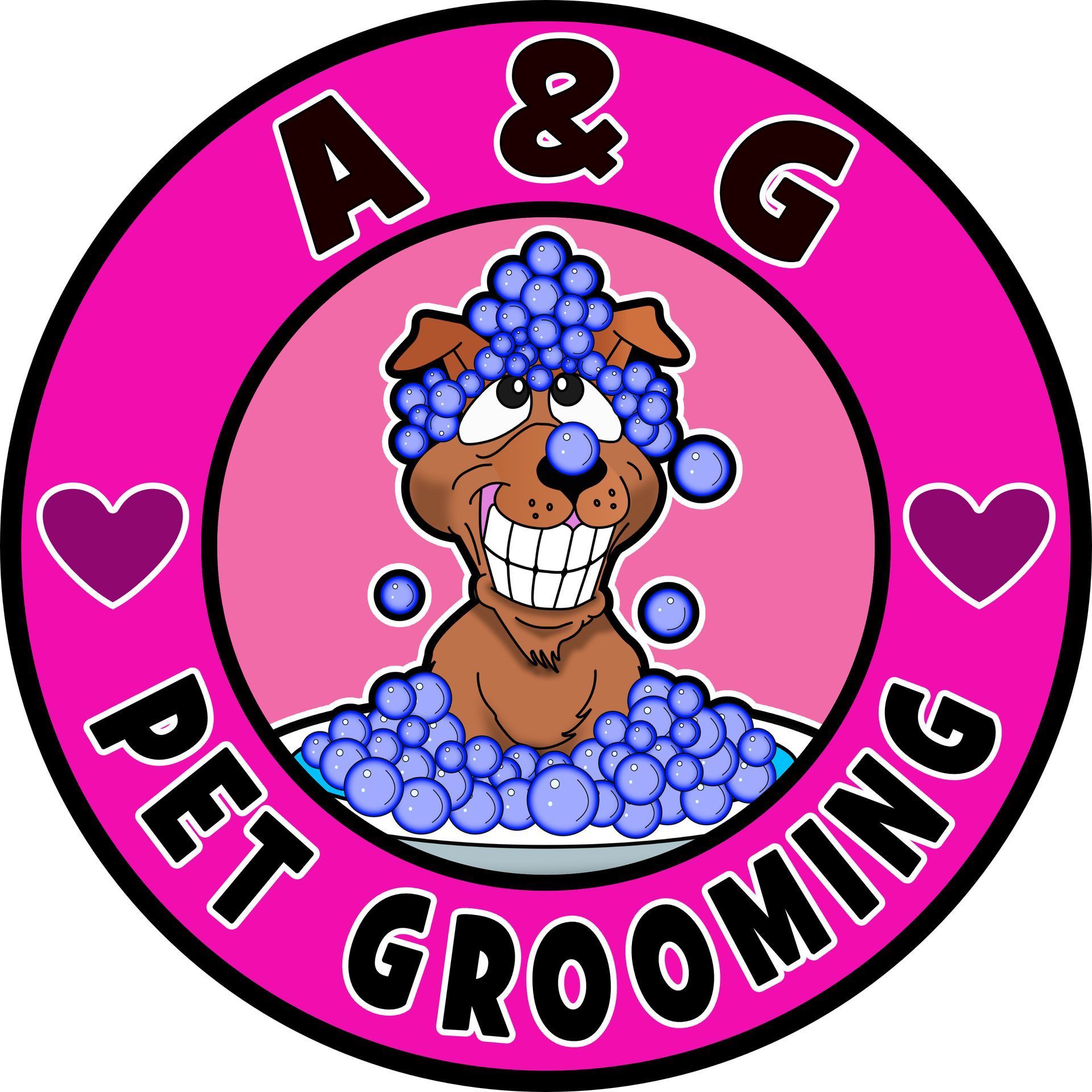 Logo: Two dog profiles,