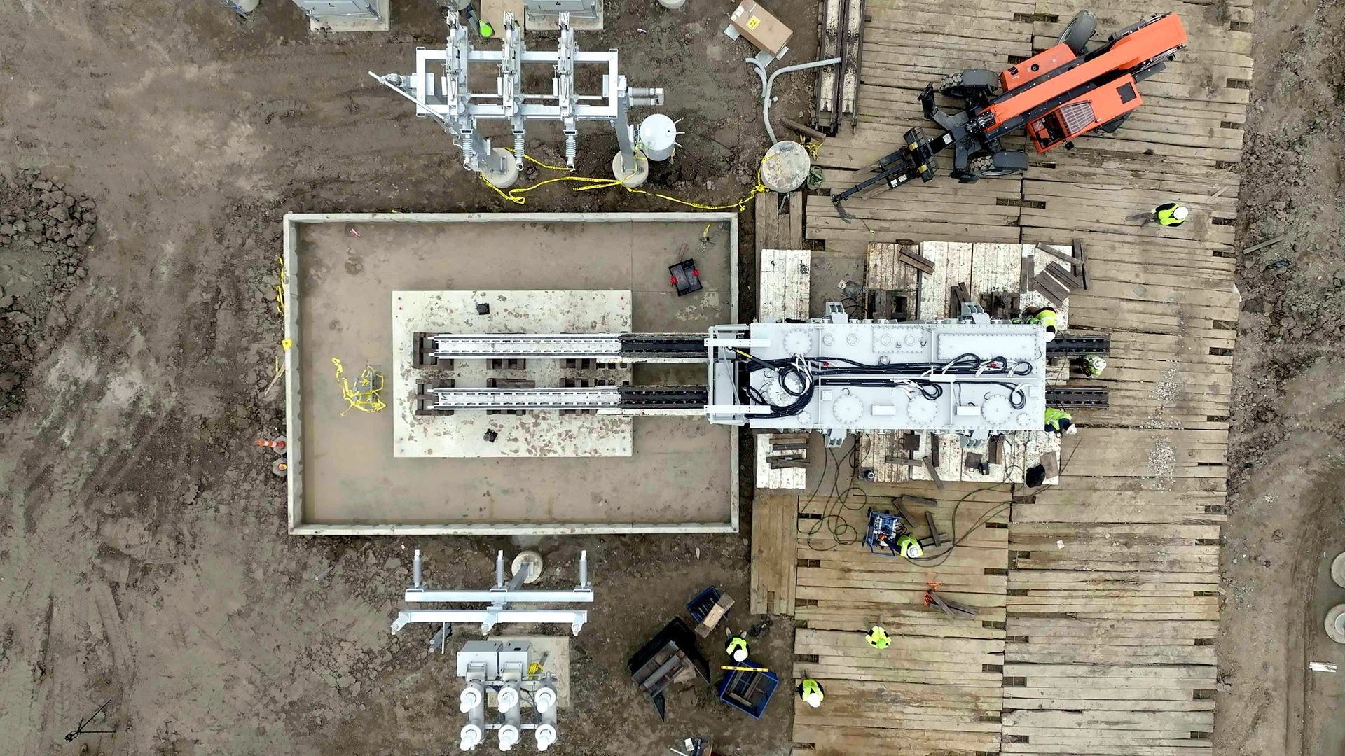 Top-down drone map of a solar substation under construction in Ohio