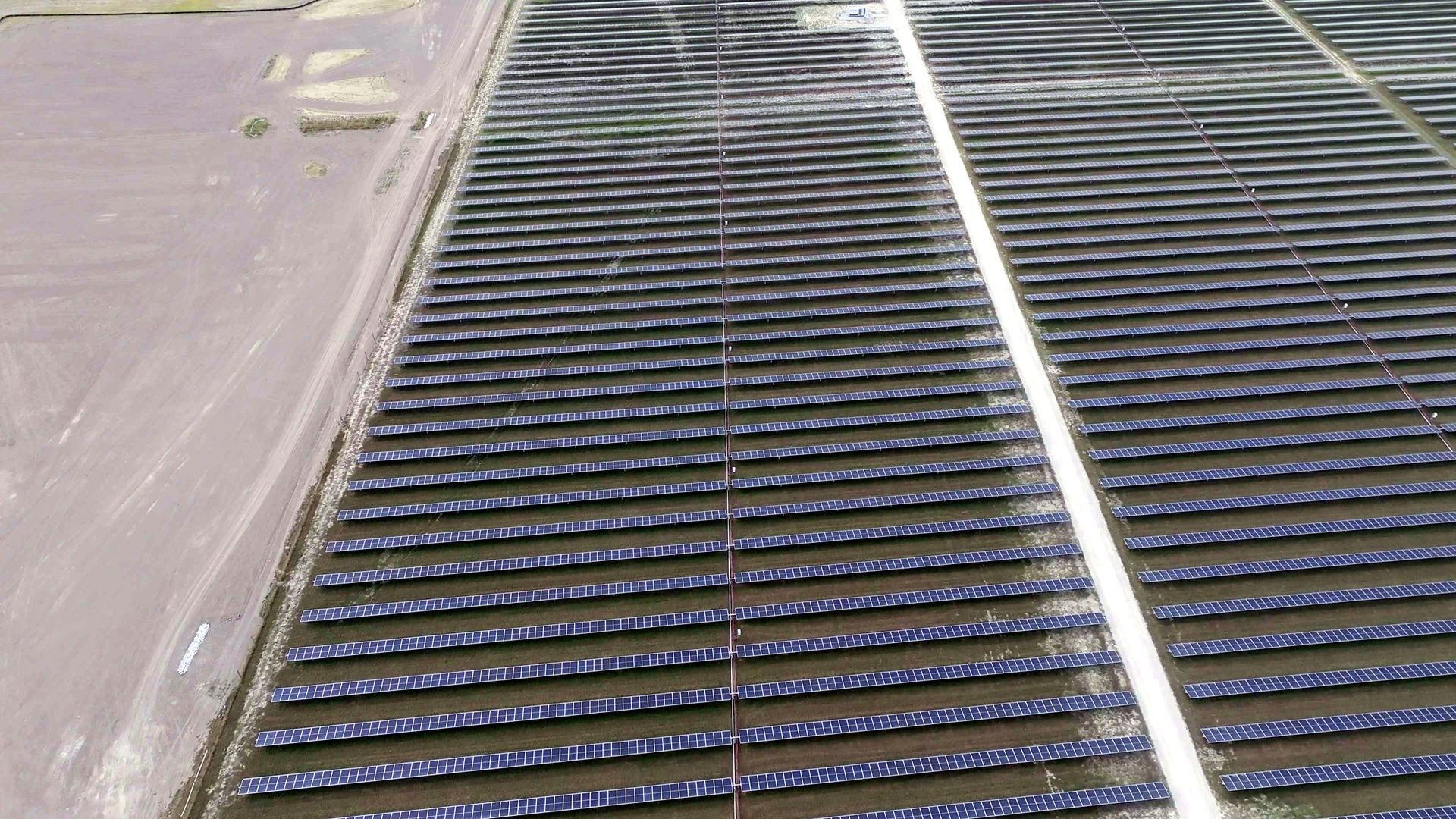 Drone mapping capture of solar array blocks and access roads at an Ohio solar site