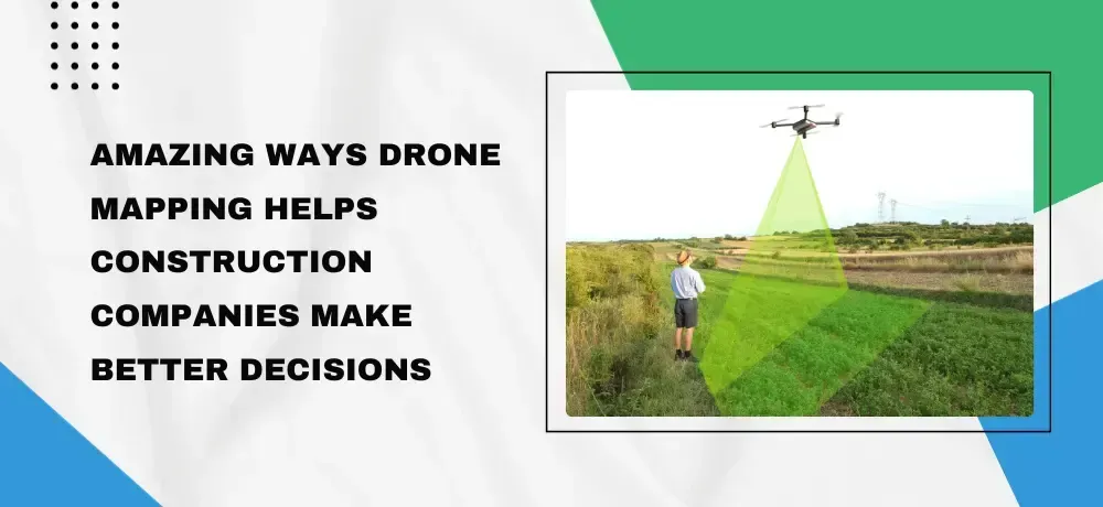 A person controls a drone scanning a landscape, with the text:
