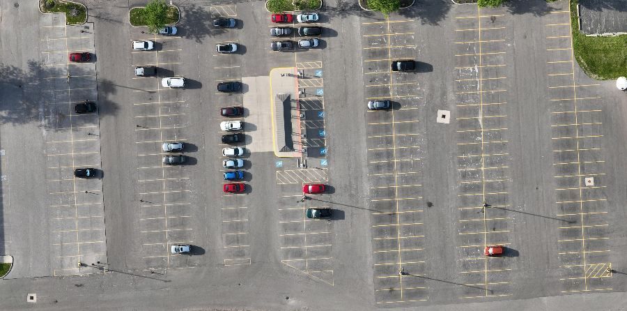 Same shuttle lot at 7 p.m., mostly empty