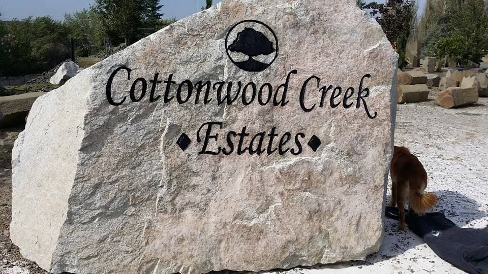Large stone sign: 