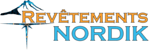 Un logo pour revêtements nordiques avec une montagne en arrière-plan