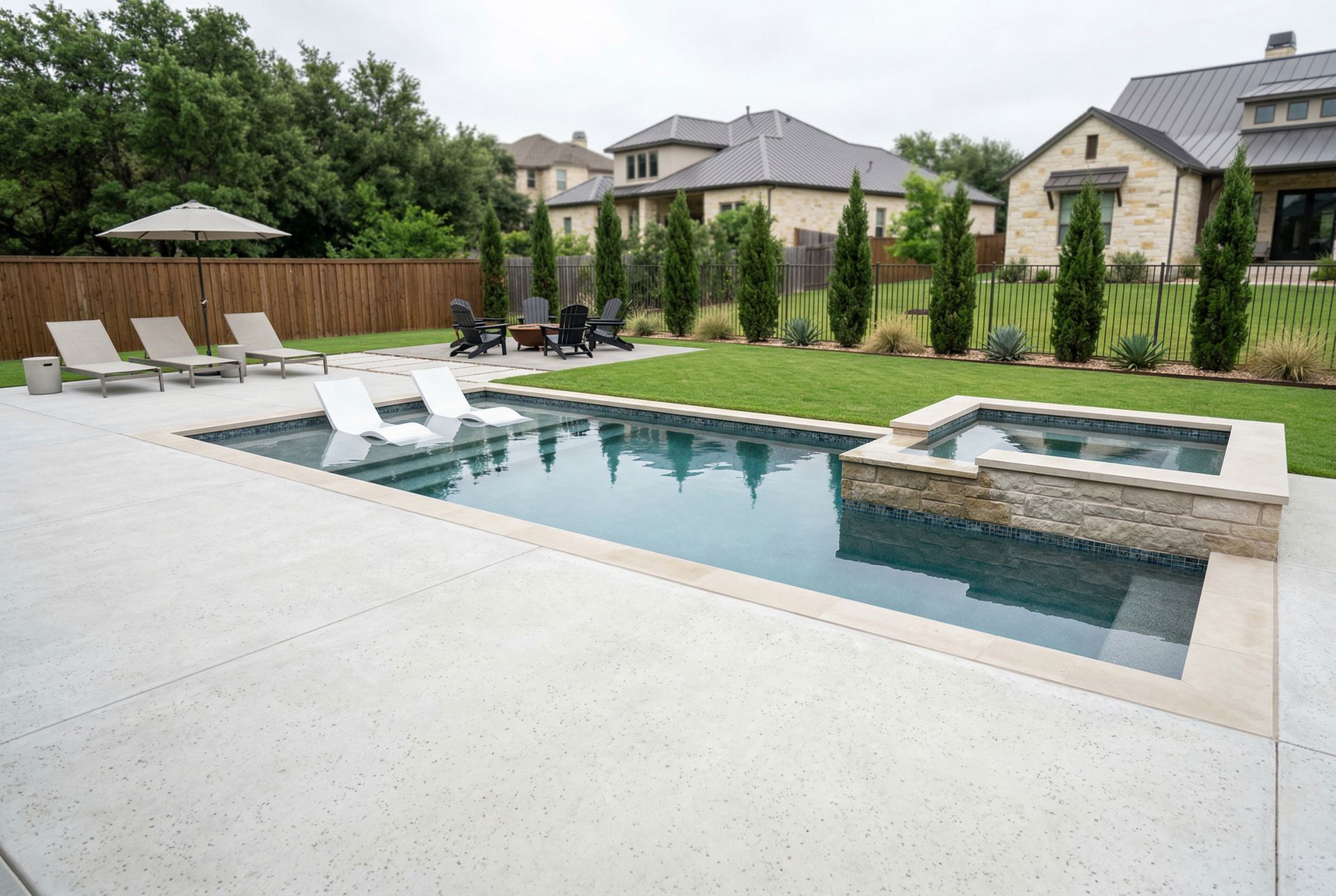 Custom pool by Clearform Pool Co., designed and built in Austin, TX.