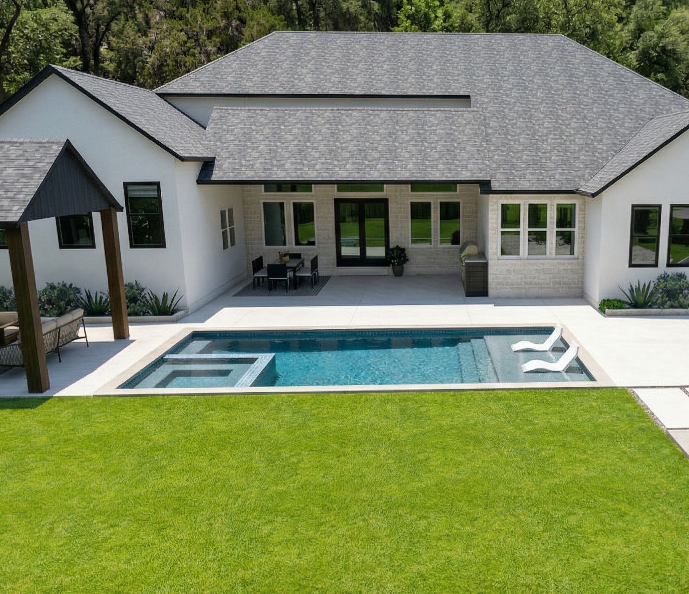 Custom pool by Clearform Pool Co., designed and built in Austin, TX.