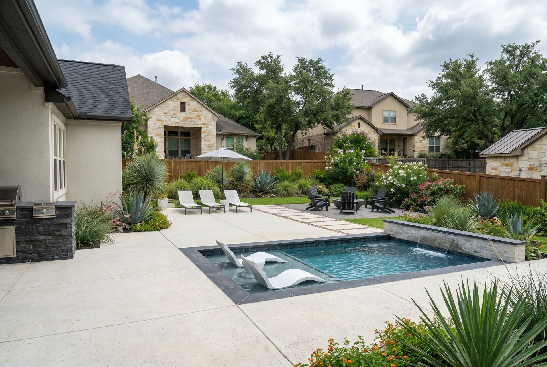 Custom pool by Clearform Pool Co., designed and built in Austin, TX.