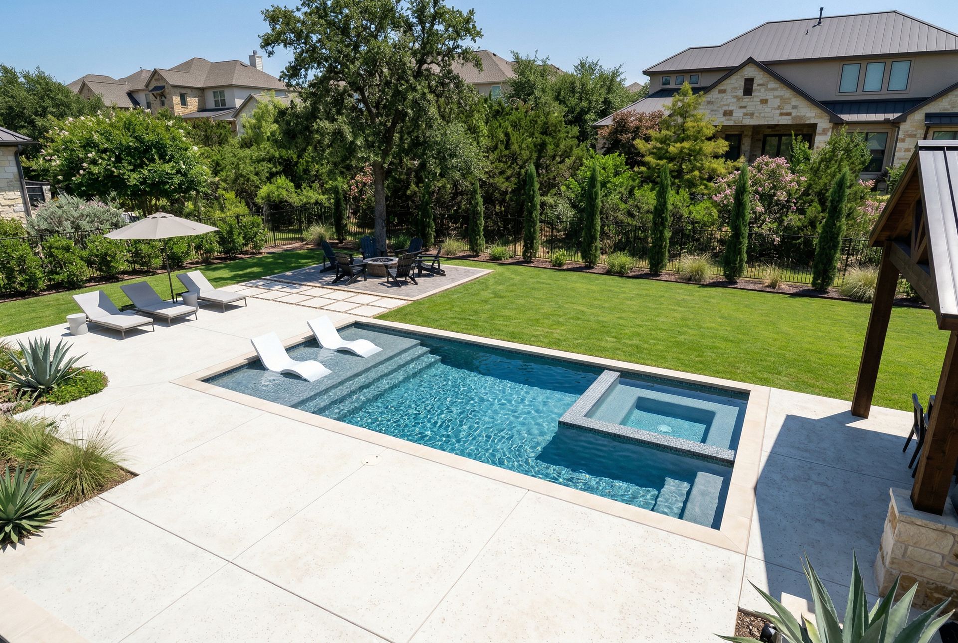Custom pool by Clearform Pool Co., designed and built in Austin, TX.