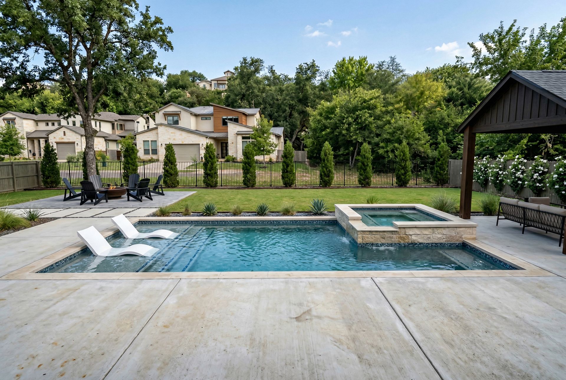 Custom pool by Clearform Pool Co., designed and built in Austin, TX.